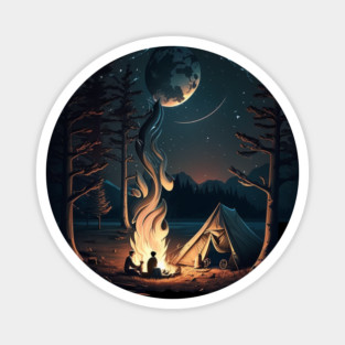 Camping Adventure in the Forest, Campfire Magnet