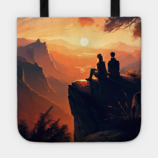 Mountain Hiking Sunset, Adventure Travel Tote