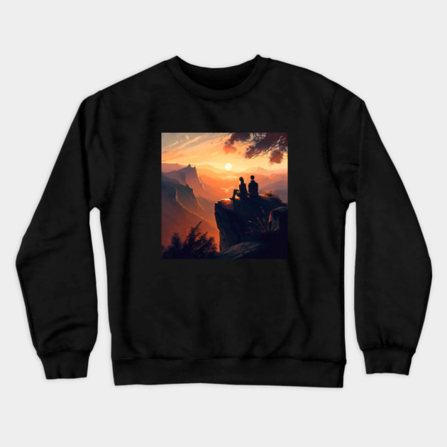 Mountain Hiking Sunset, Adventure Travel Crewneck Sweatshirt by logiamerch