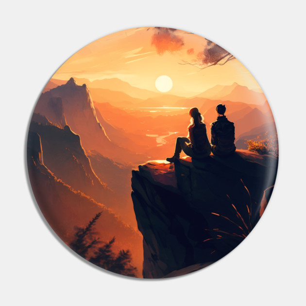 Mountain Hiking Sunset, Adventure Travel Pin by logiamerch