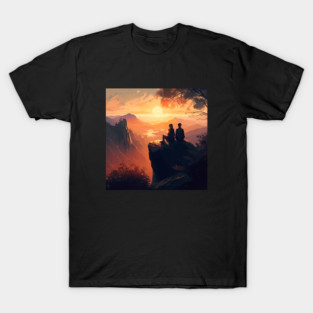 Mountain Hiking Sunset, Adventure Travel T-Shirt
