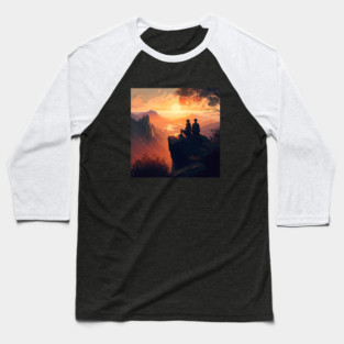 Mountain Hiking Sunset, Adventure Travel Baseball T-Shirt