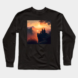 Mountain Hiking Sunset, Adventure Travel Long Sleeve T-Shirt