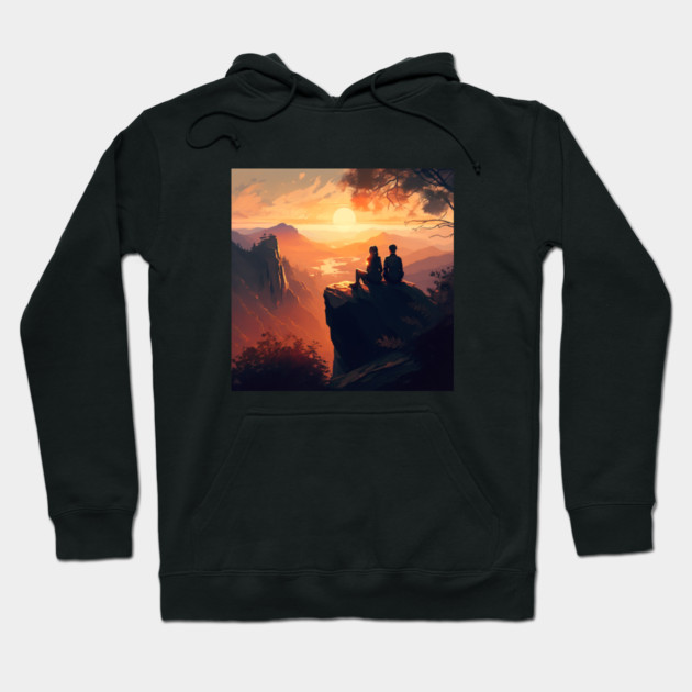 Mountain Hiking Sunset, Adventure Travel Hoodie by logiamerch