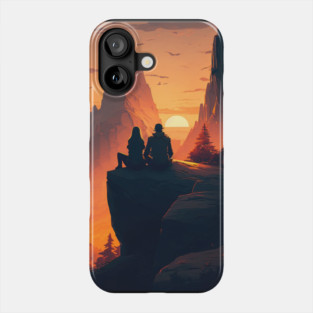 Mountain Hiking Sunset, Adventure Travel Couples Phone Case