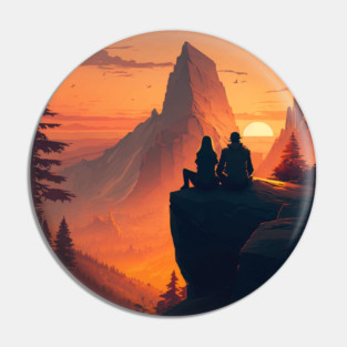 Mountain Hiking Sunset, Adventure Travel Couples Pin
