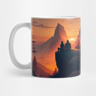 Mountain Hiking Sunset, Adventure Travel Couples Mug