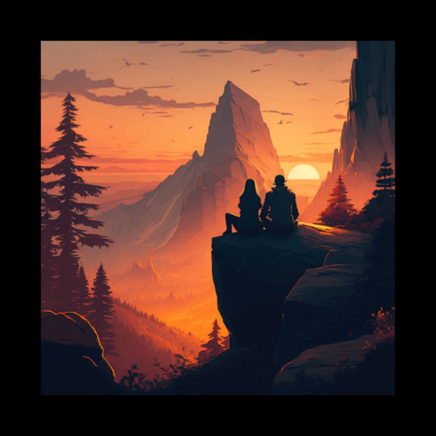 Mountain Hiking Sunset, Adventure Travel Couples by logiamerch