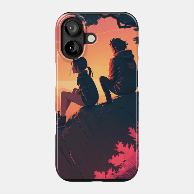 Mountain Hiking Sunset, Adventure Travel Couples Phone Case by logiamerch