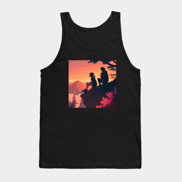 Mountain Hiking Sunset, Adventure Travel Couples Tank Top by logiamerch