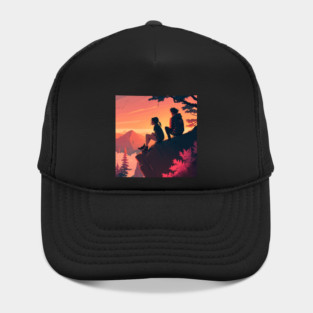 Mountain Hiking Sunset, Adventure Travel Couples Hat