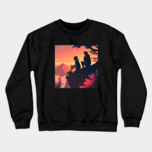 Mountain Hiking Sunset, Adventure Travel Couples Crewneck Sweatshirt
