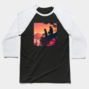 Mountain Hiking Sunset, Adventure Travel Couples Baseball T-Shirt