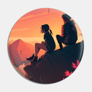 Mountain Hiking Sunset, Adventure Travel Couples Pin