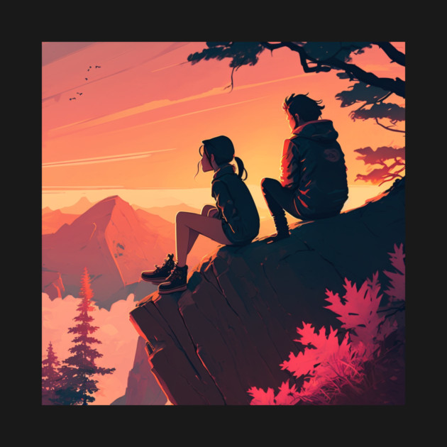 Mountain Hiking Sunset, Adventure Travel Couples by logiamerch