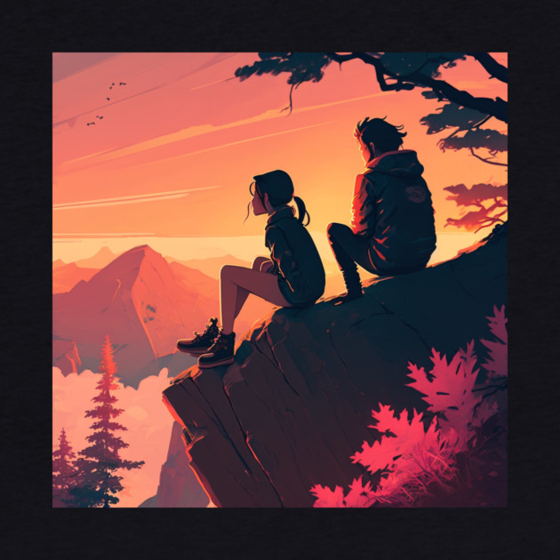 Mountain Hiking Sunset, Adventure Travel Couples by logiamerch