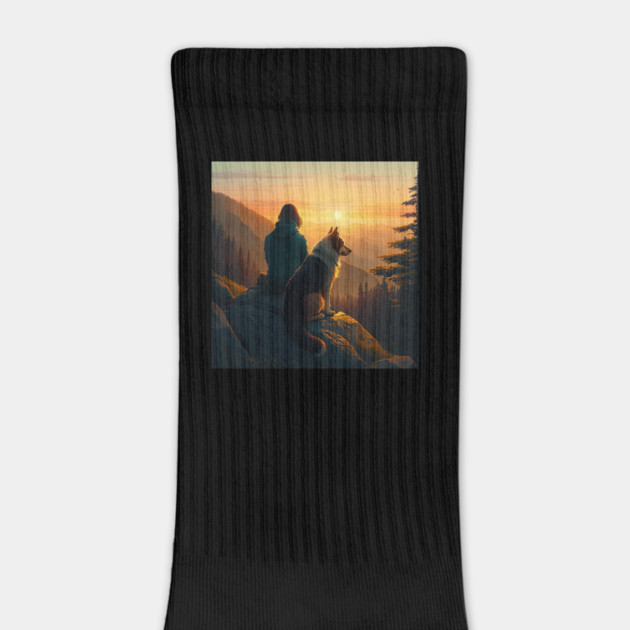 Mountain Hiking Sunset, Adventure Travel with My Dog by logiamerch