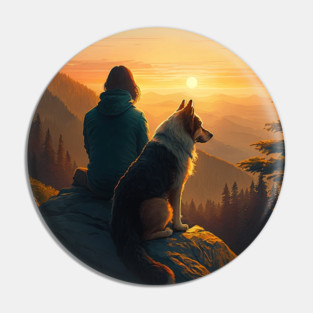 Mountain Hiking Sunset, Adventure Travel with My Dog Pin