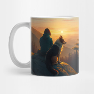 Mountain Hiking Sunset, Adventure Travel with My Dog Mug