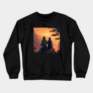 Mountain Hiking Sunset, Adventure Travel Couple Crewneck Sweatshirt