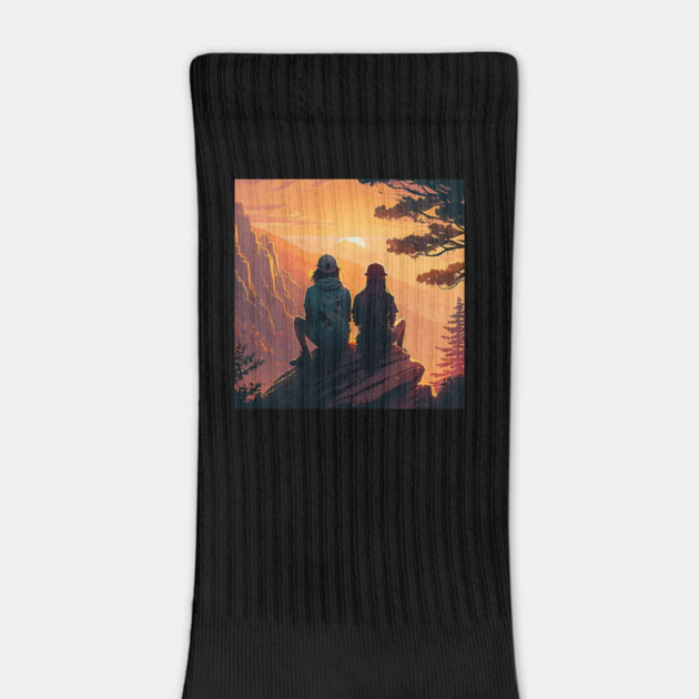 Mountain Hiking Sunset, Adventure Travel Couple by logiamerch