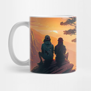 Mountain Hiking Sunset, Adventure Travel Couple Mug