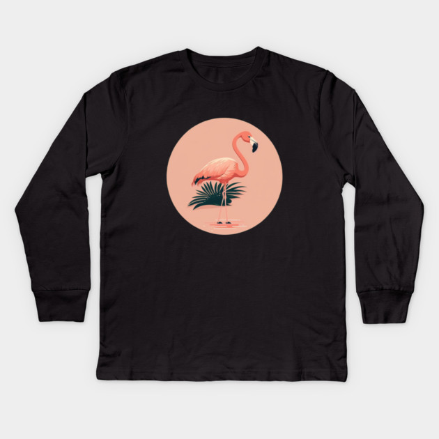 Pink Flamingo Minimal, Love Flamingos Kids Long Sleeve T-Shirt by logiamerch