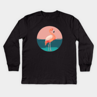 Pink Flamingo Minimal, Love Flamingos Kids Long Sleeve T-Shirt