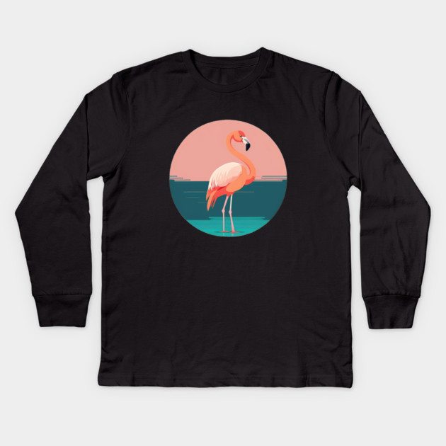 Pink Flamingo Minimal, Love Flamingos Kids Long Sleeve T-Shirt by logiamerch