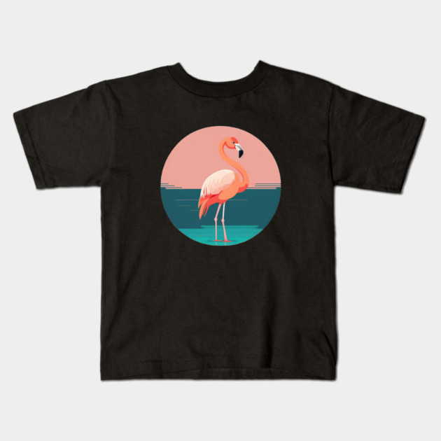 Pink Flamingo Minimal, Love Flamingos Kids T-Shirt by logiamerch