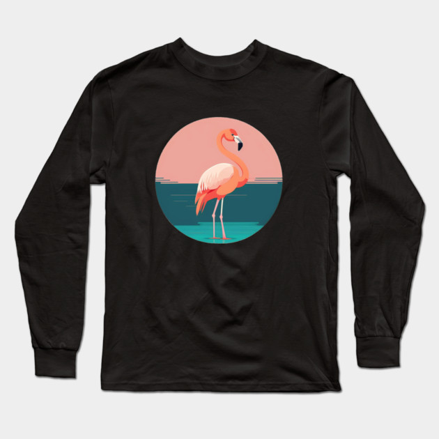 Pink Flamingo Minimal, Love Flamingos Long Sleeve T-Shirt by logiamerch