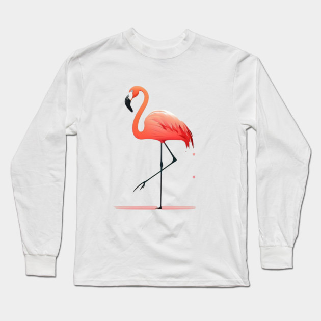 Pink Flamingo Minimal, Love Flamingos Long Sleeve T-Shirt by logiamerch