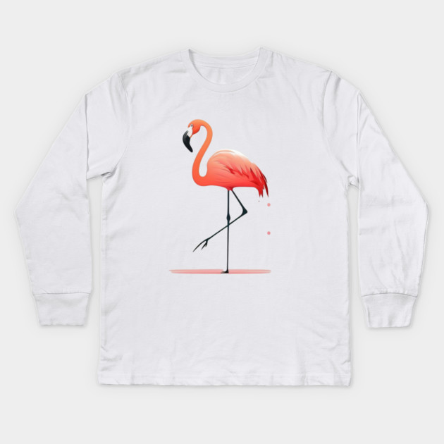 Pink Flamingo Minimal, Love Flamingos Kids Long Sleeve T-Shirt by logiamerch