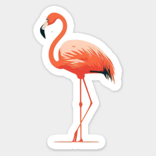 Pink Flamingo Art, Love Flamingos Sticker
