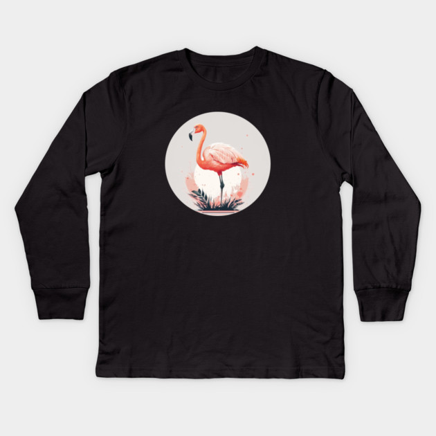Pink Flamingo Artwork, Love Flamingos Kids Long Sleeve T-Shirt by logiamerch
