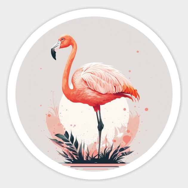 Pink Flamingo Artwork, Love Flamingos Sticker by logiamerch