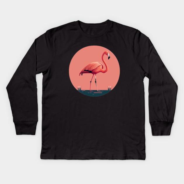 Pink Flamingo Artwork, Love Flamingos Kids Long Sleeve T-Shirt by logiamerch
