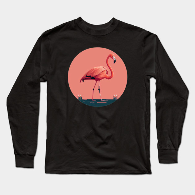Pink Flamingo Artwork, Love Flamingos Long Sleeve T-Shirt by logiamerch