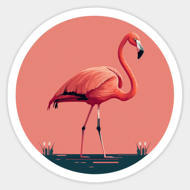 Pink Flamingo Artwork, Love Flamingos Sticker by logiamerch