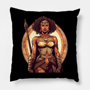 African Queen, Afro Female Warrior, Black History Pillow
