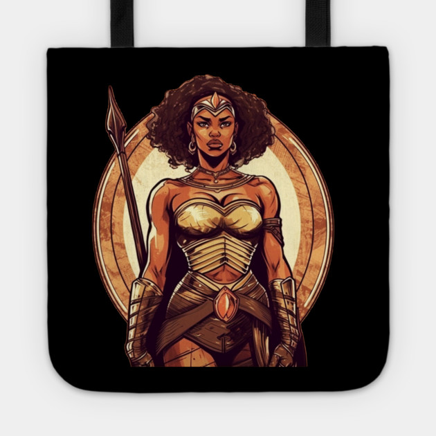 African Queen, Afro Female Warrior, Black History Tote by logiamerch