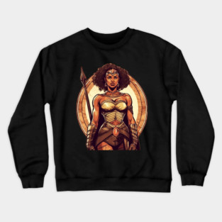 African Queen, Afro Female Warrior, Black History Crewneck Sweatshirt
