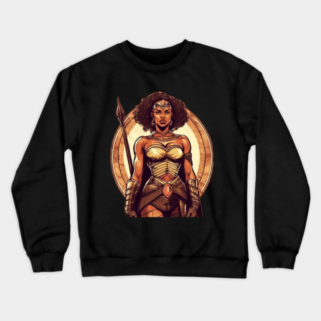 African Queen, Afro Female Warrior, Black History Crewneck Sweatshirt by logiamerch