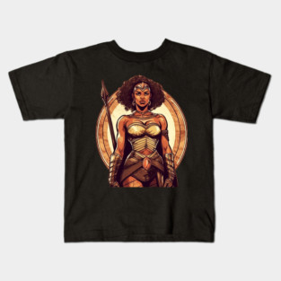 African Queen, Afro Female Warrior, Black History Kids T-Shirt