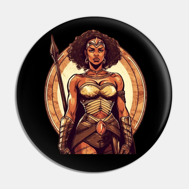 African Queen, Afro Female Warrior, Black History Pin by logiamerch