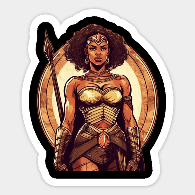 African Queen, Afro Female Warrior, Black History Sticker by logiamerch