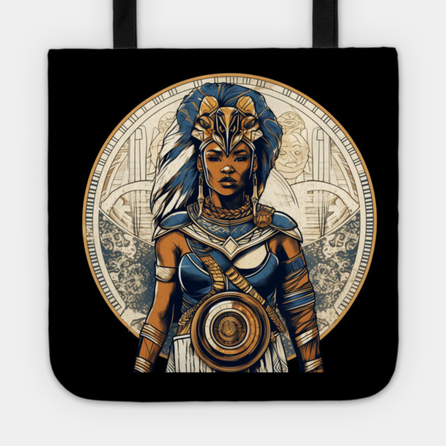 African Queen, Afro Female Warrior, Black History Tote by logiamerch