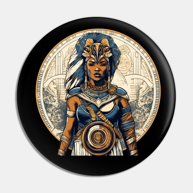 African Queen, Afro Female Warrior, Black History Pin by logiamerch