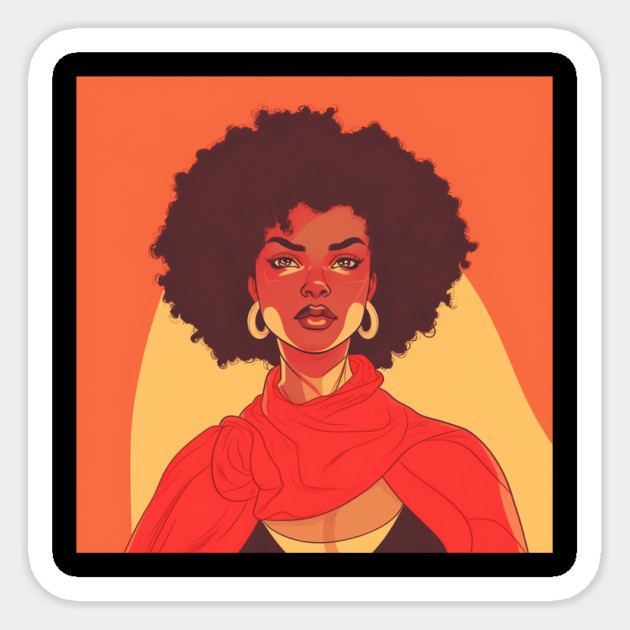 African Queen, Afro Superhero, Female Warrior, Black History Sticker by logiamerch