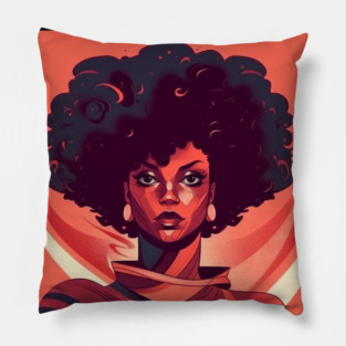 African Queen, Afro Superhero, Female Warrior, Black History Pillow